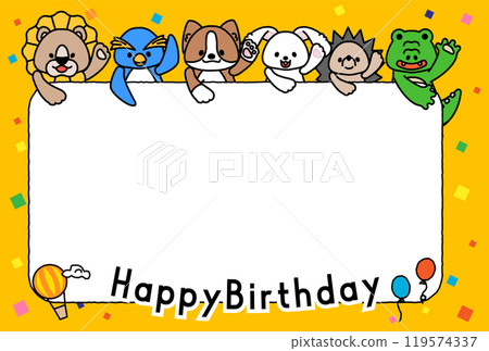 來自可愛動物的訊息框 2A 慶祝您的生日 119574337