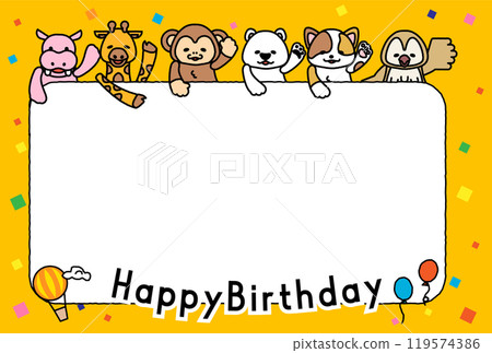 Message frame 3A celebrating birthdays from cute animals 119574386