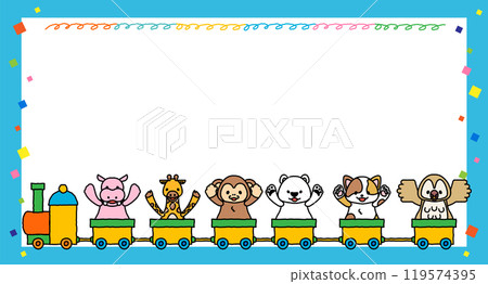 火車上有可愛動物的消息框 3D 火車上有可愛動物的消息框 3D 119574395