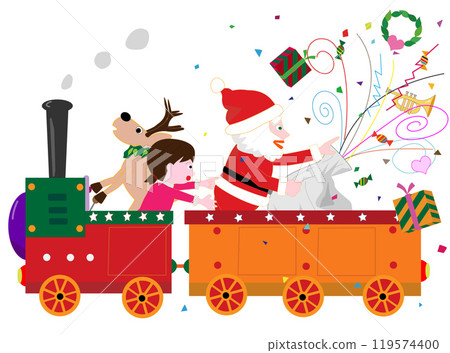 聖誕節那天,聖誕老公公在火車上送禮物。 聖誕節那天,聖誕老公公在火車上送禮物。 119574400