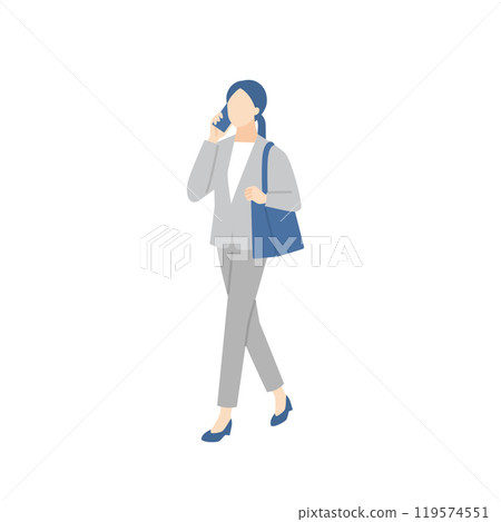 Business person talking on smartphone during commute 119574551