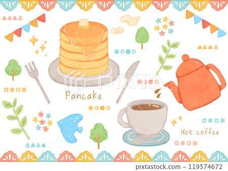 Cute cafe illustration set 119574672