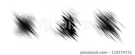 Glitch halftone line element set. Dotted texture diagonal form collection. Grunge jagged comic pop art shapes for banner, poster, collage, overlay, label, box, blot. Distressed vector bundle Glitch halftone line element set. Dotted texture diagonal form collection. Grunge jagged comic pop art shapes for banner, poster, collage, overlay, label, box, blot. Distressed vector bundle 119574731