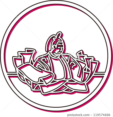 彩色陰影簡單圓形百人一州順德院 119574886