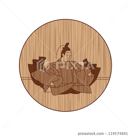 Circular wood carving of Hyakunin Isshu poems, Juntoku-in Temple 119574891