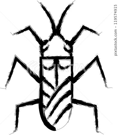 Brush-drawn mini insect illustration icon: Water strider 119574915