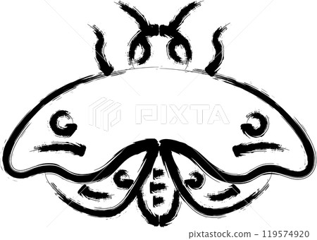 Brush-drawn mini insect illustration icon: Moth 119574920