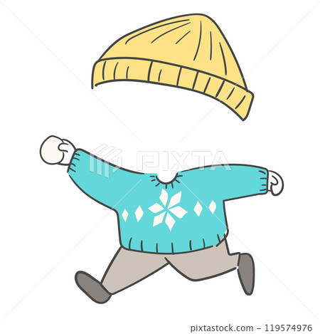 hand drawn winter clothes with a cutout for the face. hand drawn winter clothes with a cutout for the face. 119574976