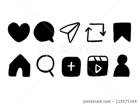 Set of hand-drawn social media icons 119575164