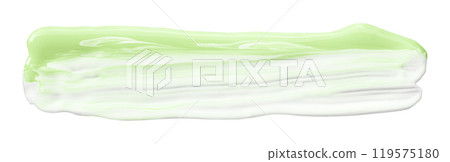 Shiny green liquid from separate brush strokes on white background. Shiny green liquid from separate brush strokes on white background. 119575180
