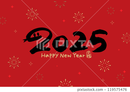 Happy New Year 2025, the cute snake with numbers 119575476