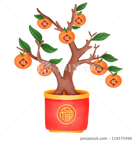 Orange tree for good luck on Chinese New Year 119575499