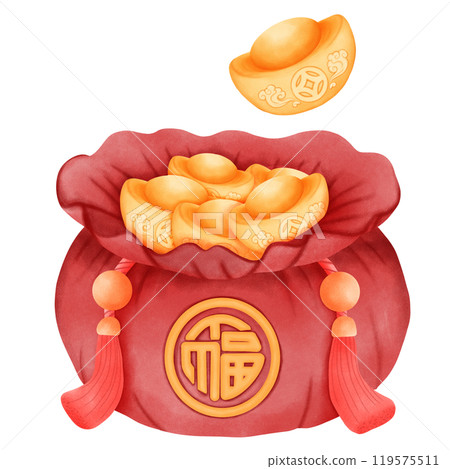 Bags of money and gold on Chinese New Year 119575511