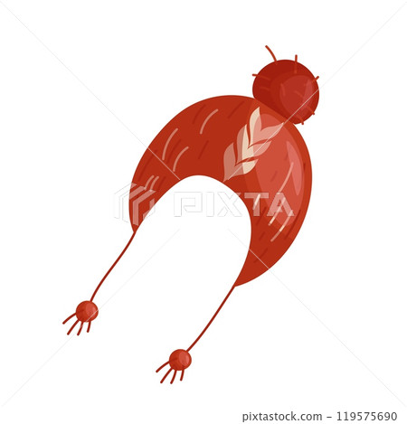 Orange knitted winter hat with pom-pom. Vector illustration 119575690