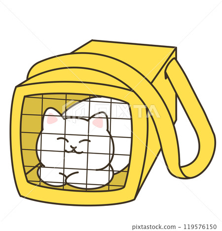 A simple illustration of a cat in a shoulder carrier bag 119576150