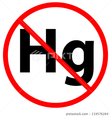 Mercury free icon. No Mercury sign. No Hg symbol. flat style. Mercury free icon. No Mercury sign. No Hg symbol. flat style. 119576264