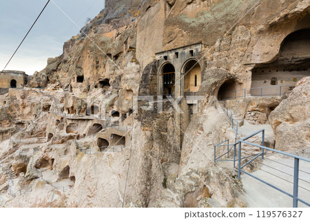 View of the historic cave city and the monastery complex of Vardzia 119576327