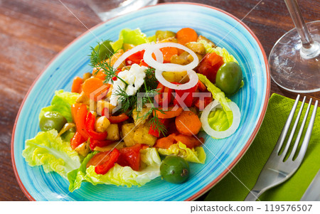 Salad of baked vegetables 119576507