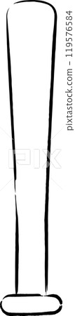 Brush-drawn sports equipment illustration: Bat Brush-drawn sports equipment illustration: Bat 119576584