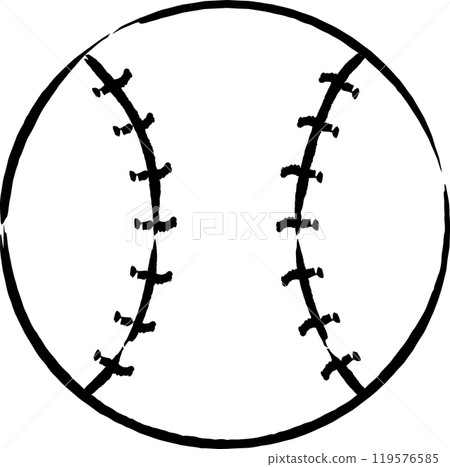 Brush-drawn sports equipment illustration: Baseball ball Brush-drawn sports equipment illustration: Baseball ball 119576585