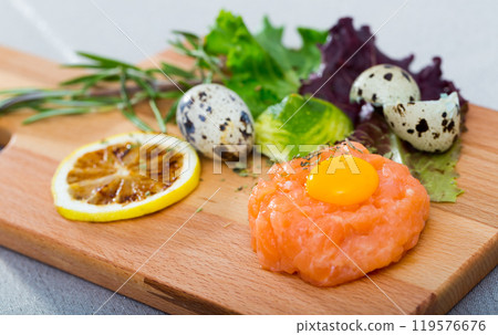 Fresh salmon tartare 119576676