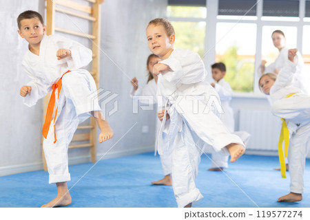 Kids are dedicated to their martial arts Kids are dedicated to their martial arts 119577274