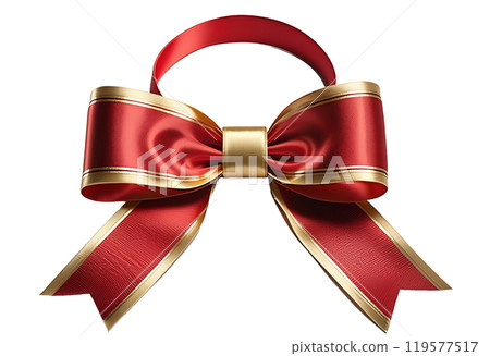 帶有alpha通道的金色和紅色蝴蝶結絲帶（透明背景）PNG 119577517