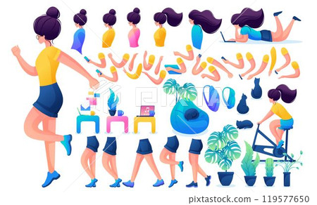Constructor for creating a Young Girl. Create your own beautiful girl character with a Set of hands and feet. Flat 2D vector illustration N8 Constructor for creating a Young Girl. Create your own beautiful girl character with a Set of hands and feet. Flat 2D vector illustration N8 119577650