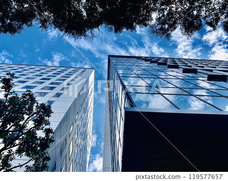 藍天在大廈的窗口裡反射了 藍天在大廈的窗口裡反射了 119577657