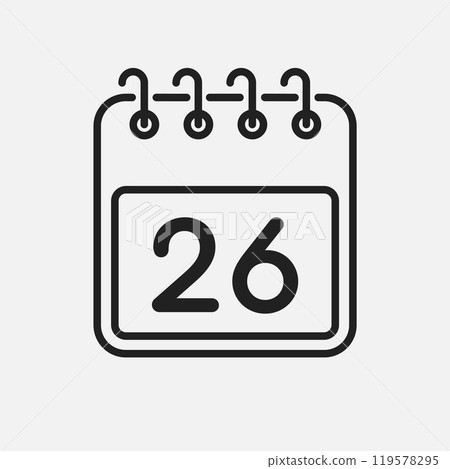 Vector icon page calendar - day 26 119578295