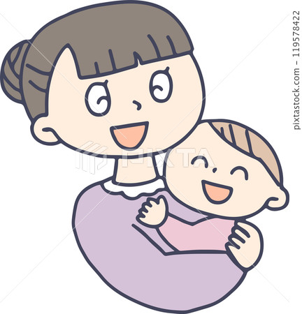 Mom holding a baby with a smile 119578422