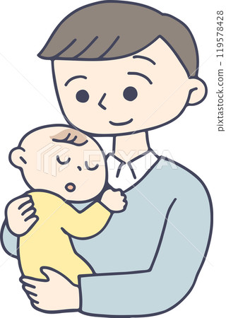 爸爸抱著一個嬰兒 爸爸抱著一個嬰兒 119578428