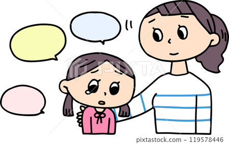 一位母親傾聽孩子的煩惱 一位母親傾聽孩子的煩惱 119578446