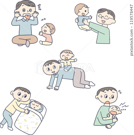 A set of fathers raising children 119578447