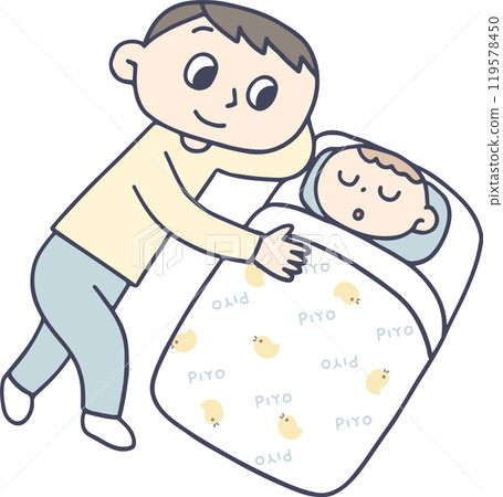 父親哄孩子睡覺 父親哄孩子睡覺 119578450