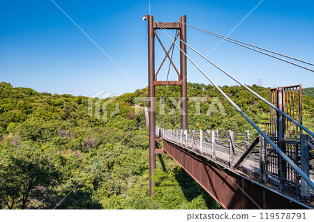 Katano City's famous Star Swing Suspension Bridge Osaka Prefectural Forest Hoshida Park 119578791