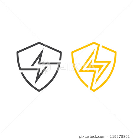 Electricity protect, shield. Vector icon logo template 119578861