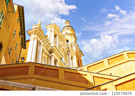 Magnificent Basilica of Saint Michael the Archangel in Menton on the French Riviera, Cote d'Azur, France 119578878