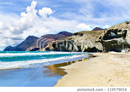 Beautiful views of Monsul beach, in Cabo de Gata, municipality of Nijar, Almeria 119579016