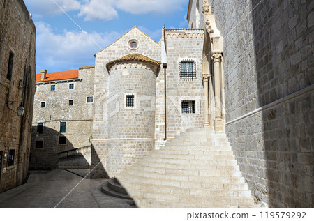Stairs of saint dominic's church , dominican monastery in the old town of dubrovnic, croatia. Stairs of saint dominic's church , dominican monastery in the old town of dubrovnic, croatia. 119579292