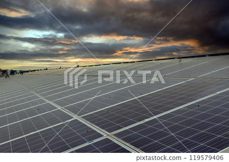 Photovoltaic panel, new technology to store and use the power from the nature with human life, sustainable energy and environmental friend concept. Photovoltaic panel, new technology to store and use the power from the nature with human life, sustainable energy and environmental friend concept. 119579406
