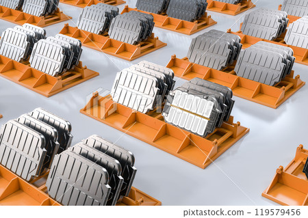 Batch of electric vehicle batteries or pallet of lithium-ion battery cell modules 119579456