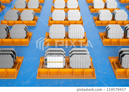 Batch of electric vehicle batteries or pallet of lithium-ion battery cell modules 119579457