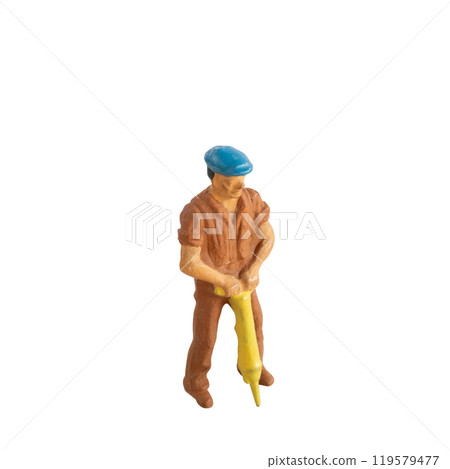 Miniature construction worker  isolate on white background with clipping path Miniature construction worker  isolate on white background with clipping path 119579477