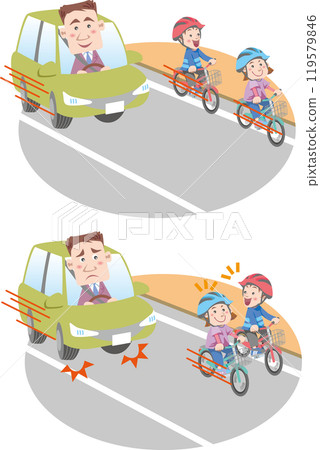 Traffic Safety (Bicycle traffic rules, no parallel riding, children (elementary school students and kindergarteners)) 119579846