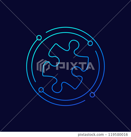 puzzle piece icon in linear design 119580016