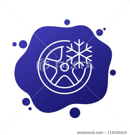 winter snow tire line icon, vector winter snow tire line icon, vector 119580028