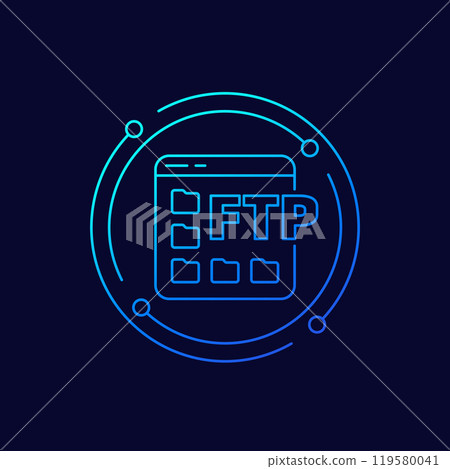 FTP icon with file folders, linear design FTP icon with file folders, linear design 119580041