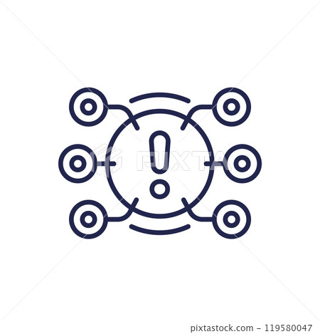 system warning, error line icon on white system warning, error line icon on white 119580047