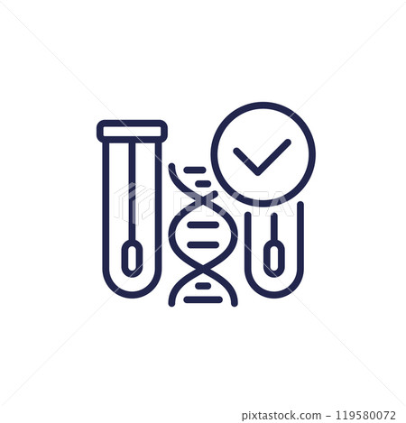 dna swab tests line icon with a check mark 119580072
